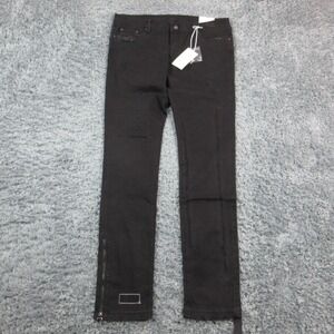 MNML X412 Kam Denim Jeans Mens 38 Black Skinny Stretch Ankle Zip 35x33.5* NWT